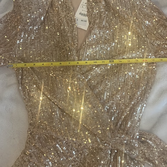 Zara Sparkling Gold Long Sleeve Dress NWT - Picture 9 of 10